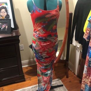 Shein summer shirred maxi dress with slit